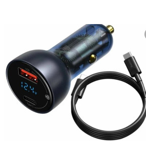 АЗУ Baseus Particular Digital Display QC+PPS Dual Quick Charger Car Charger grey