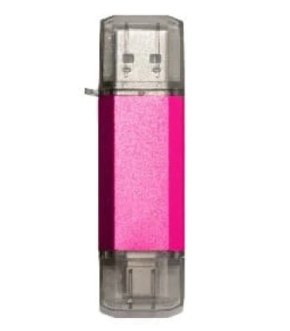 Флэш-драйвы Stelfors USB 128GB DUAL Type-C+Type-A STAR серия (метал фукси)
