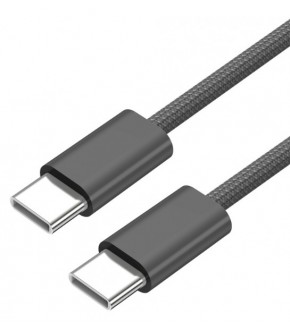 Кабель Akai CE-473 Type C - Type C, 1м, 60Вт, текстиль, черный