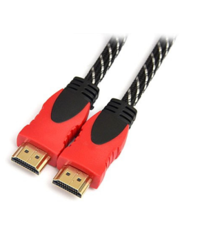 Кабель DeTech HDMI A-A v1.4, 2 феррита, нейлоновая оплётка, кр/чер, 15м