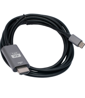 Кабель DeTech Type-C на HDMI M, ПВХ + алюминиевая оболочка, 2м BOX