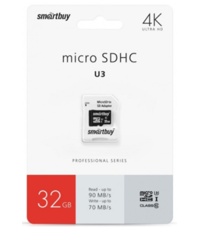 Флэш-карты SmartBuy micro SDHC 32GB Class10 Pro U3(с адапт)