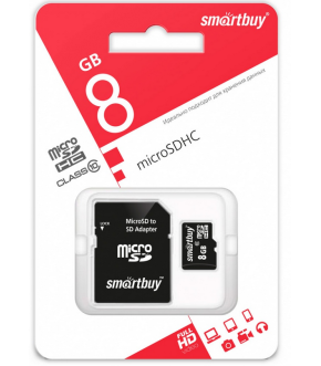 Флэш-карты SmartBuy micro SDHS 8GB Class10 (с адаптером SD)