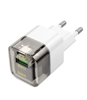 СЗУ HOCO C131A 1USB+1Type-C 3.0A PD 30W Transparent Black