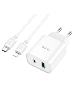 СЗУ HOCO C80A Type-C+USB 3.1A PD 20W+QC3.0+Type-C-Lightning white