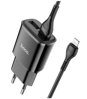 СЗУ HOCO C88A 2USB 2.4A + кабель Lightning Black