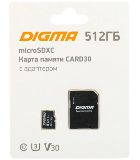 Digma micro 512GB CARD30 V30 + adapter